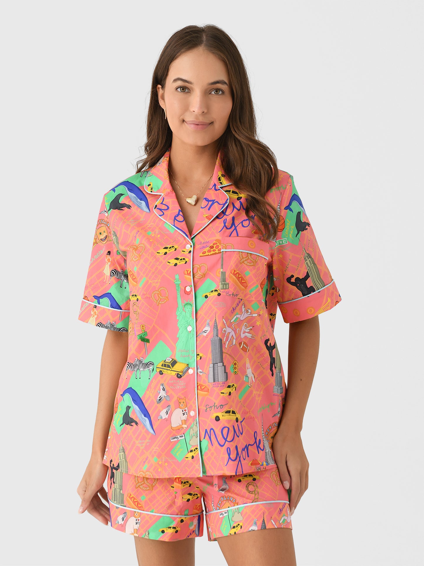 Karen Mabon Women's City That Never Sleeps Shorts Pajama Set - Saint Bernard