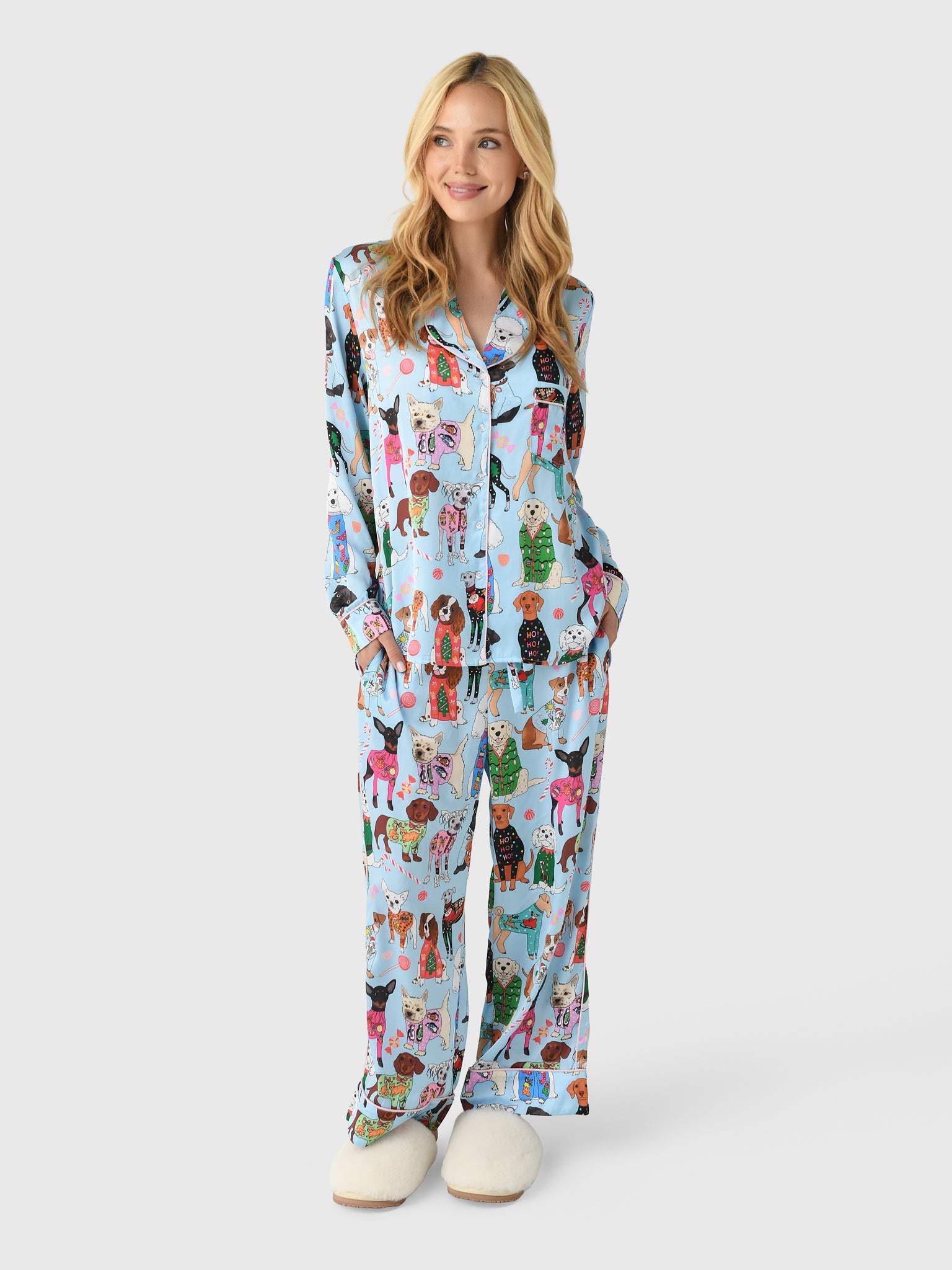 Karen Mabon Women's Christmas Jumper Dogs Pajama Set - Saint Bernard