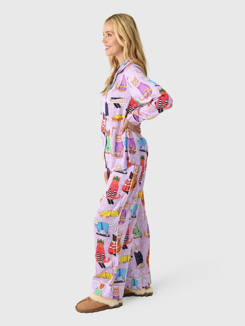 Karen Mabon Women's Skiing Cats Pajama Set