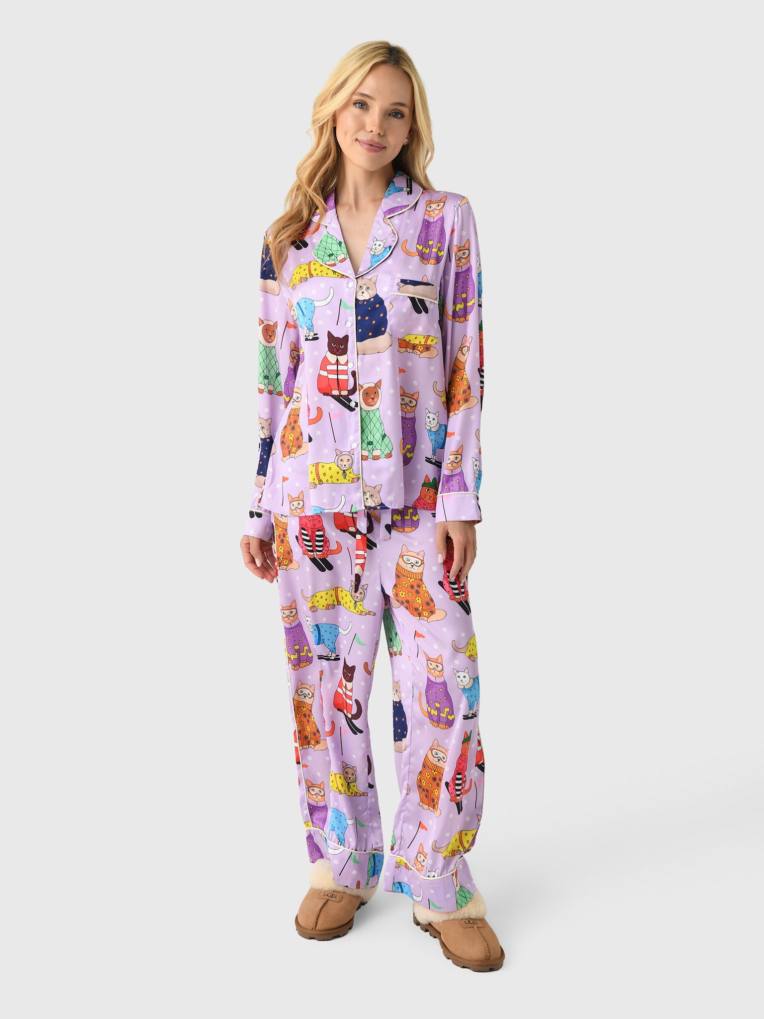 Karen Mabon Women's Skiing Cats Pajama Set - Saint Bernard