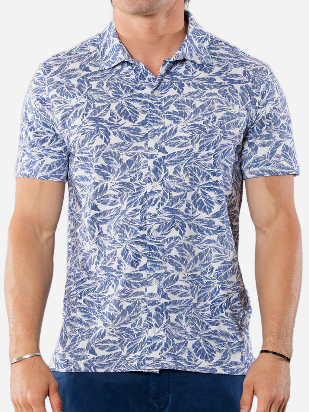 Michaels Swimwear Men's Leaves Button-Down Shirt - Saint Bernard