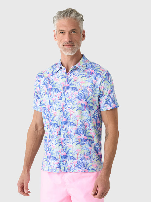 Michaels Swimwear Men's Flamingos Button-Down Shirt
