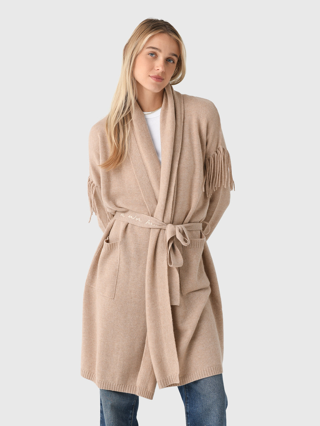 Kerri Rosenthal Women's Cali Fringe Cardigan - Saint Bernard