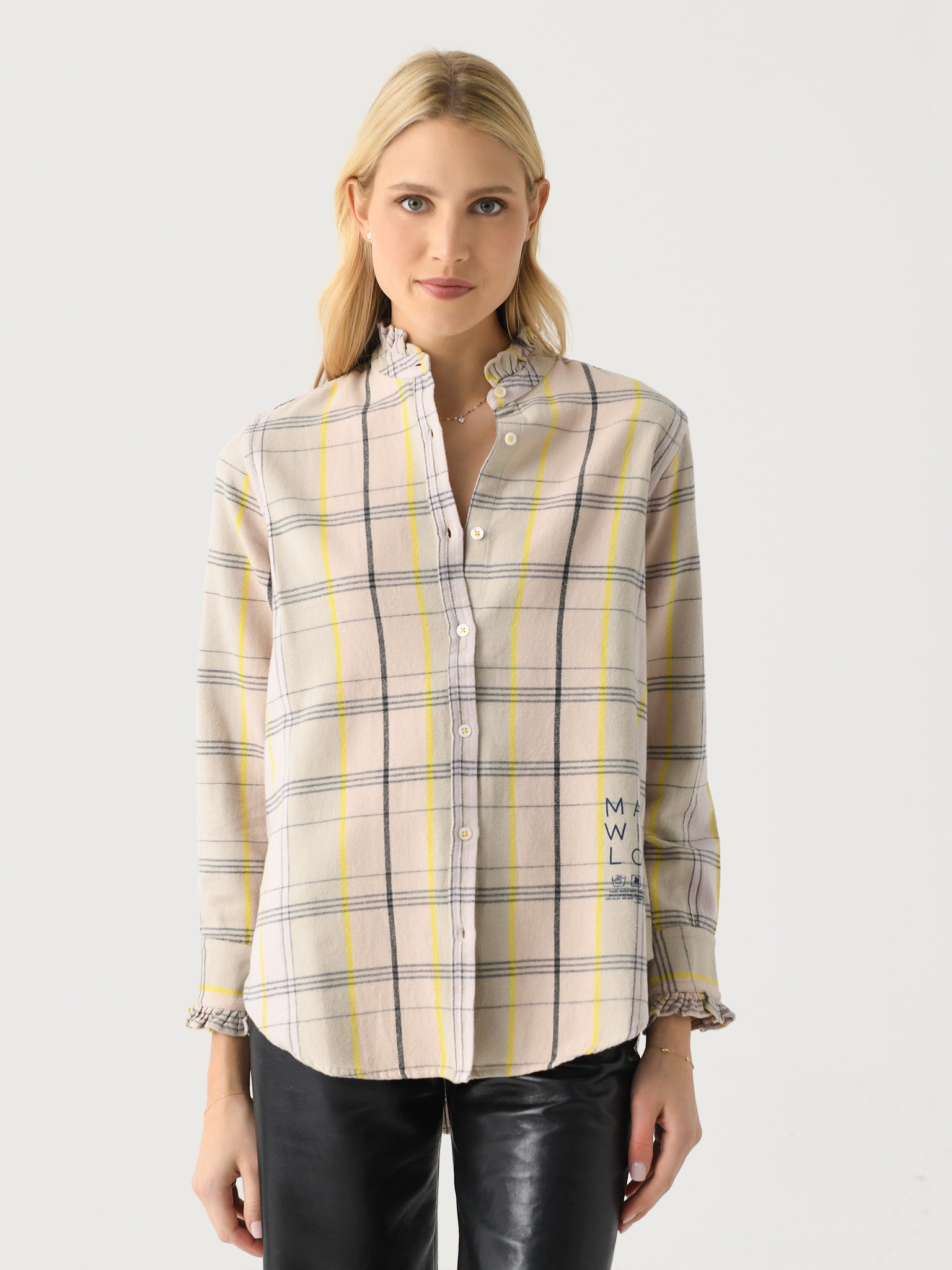 Kerri Rosenthal Women's Mia Cabin Plaid Ruffle Shirt - Saint Bernard