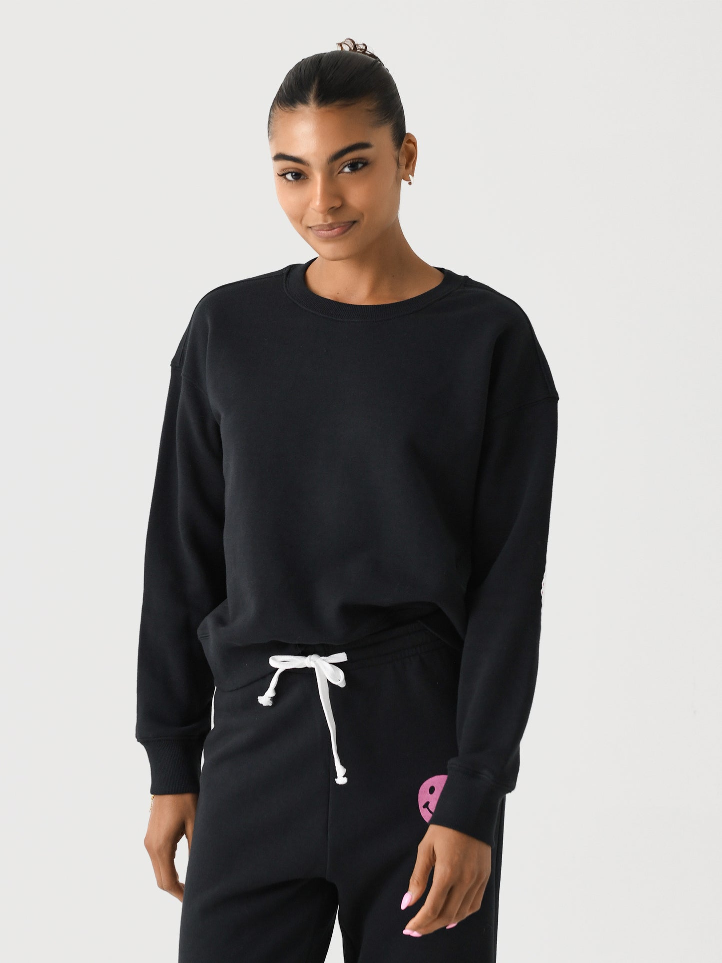 Kerri Rosenthal Women's Heart Patchwork Boyfriend Sweatshirt - Saint Bernard