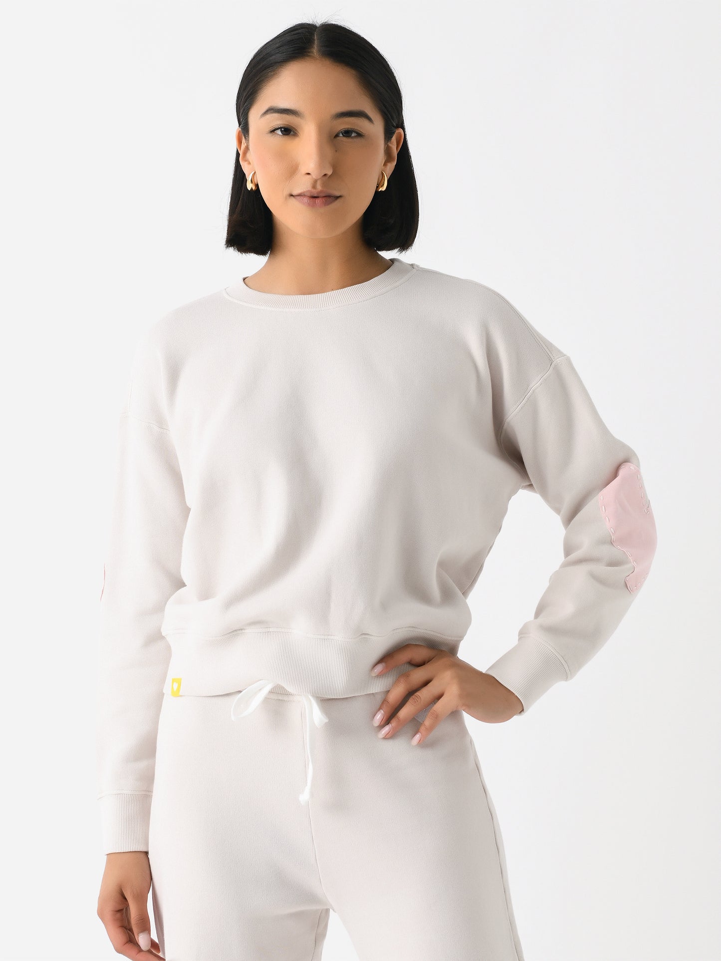 Kerri Rosenthal Women's Heart Patchwork Boyfriend Sweatshirt - Saint Bernard