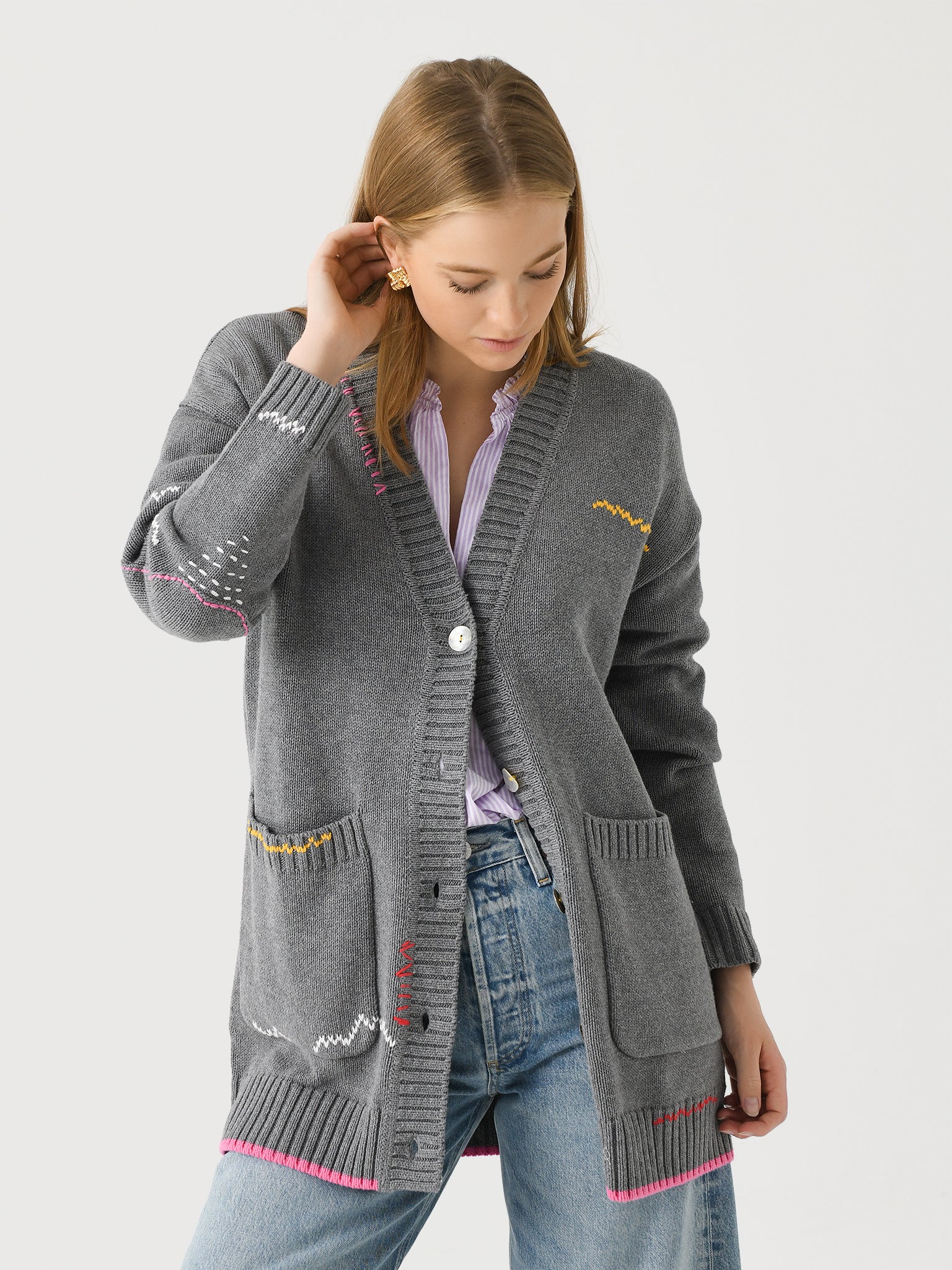 Kerri Rosenthal Women's Poppy Smiley Cardigan - Saint Bernard
