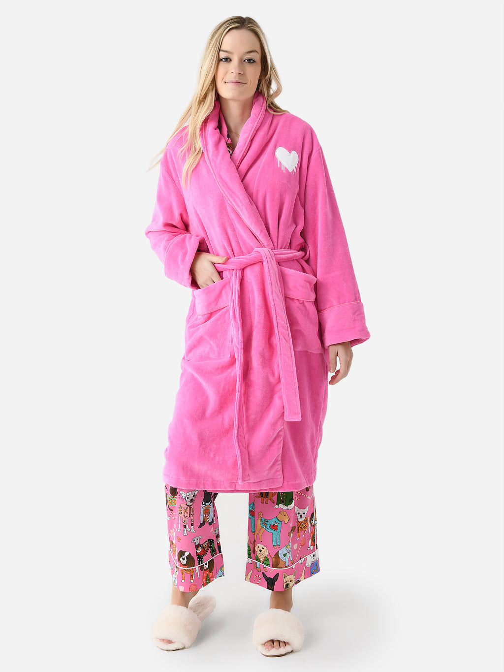 Kerri Rosenthal Women's Funday Heart Robe - Saint Bernard