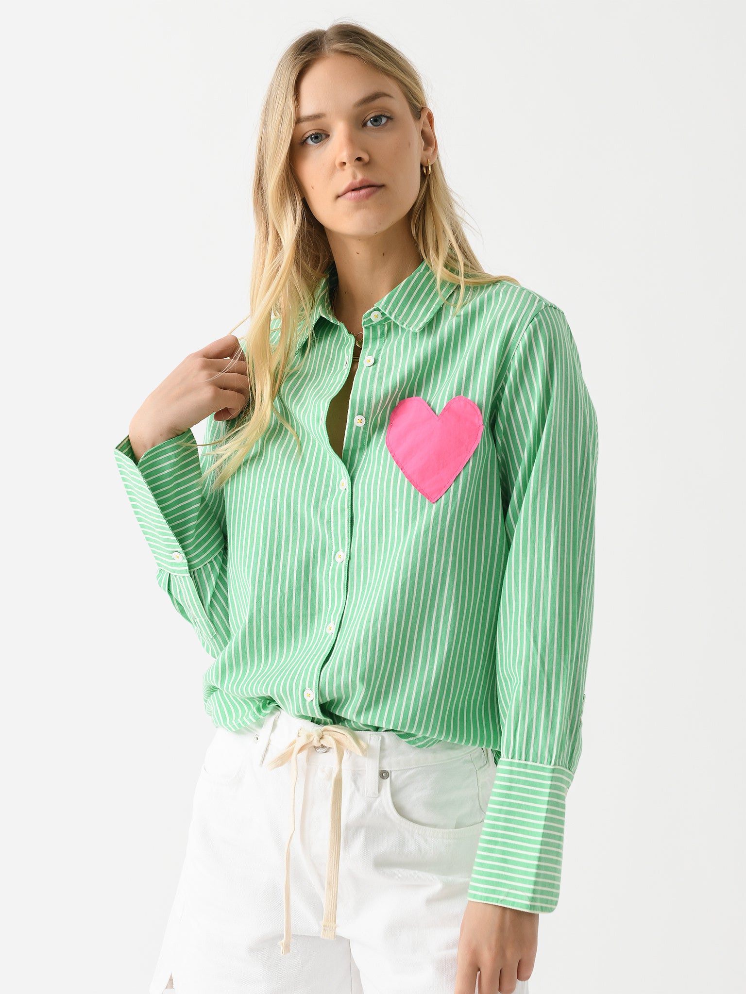 Kerri Rosenthal Women's Mia Heart Patch Shirt - Saint Bernard