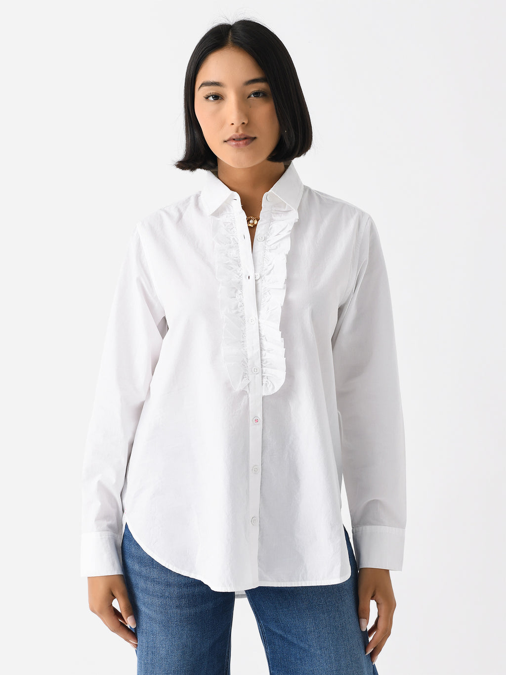 Kerri Rosenthal Women's Mia Ruffle Front Shirt - Saint Bernard