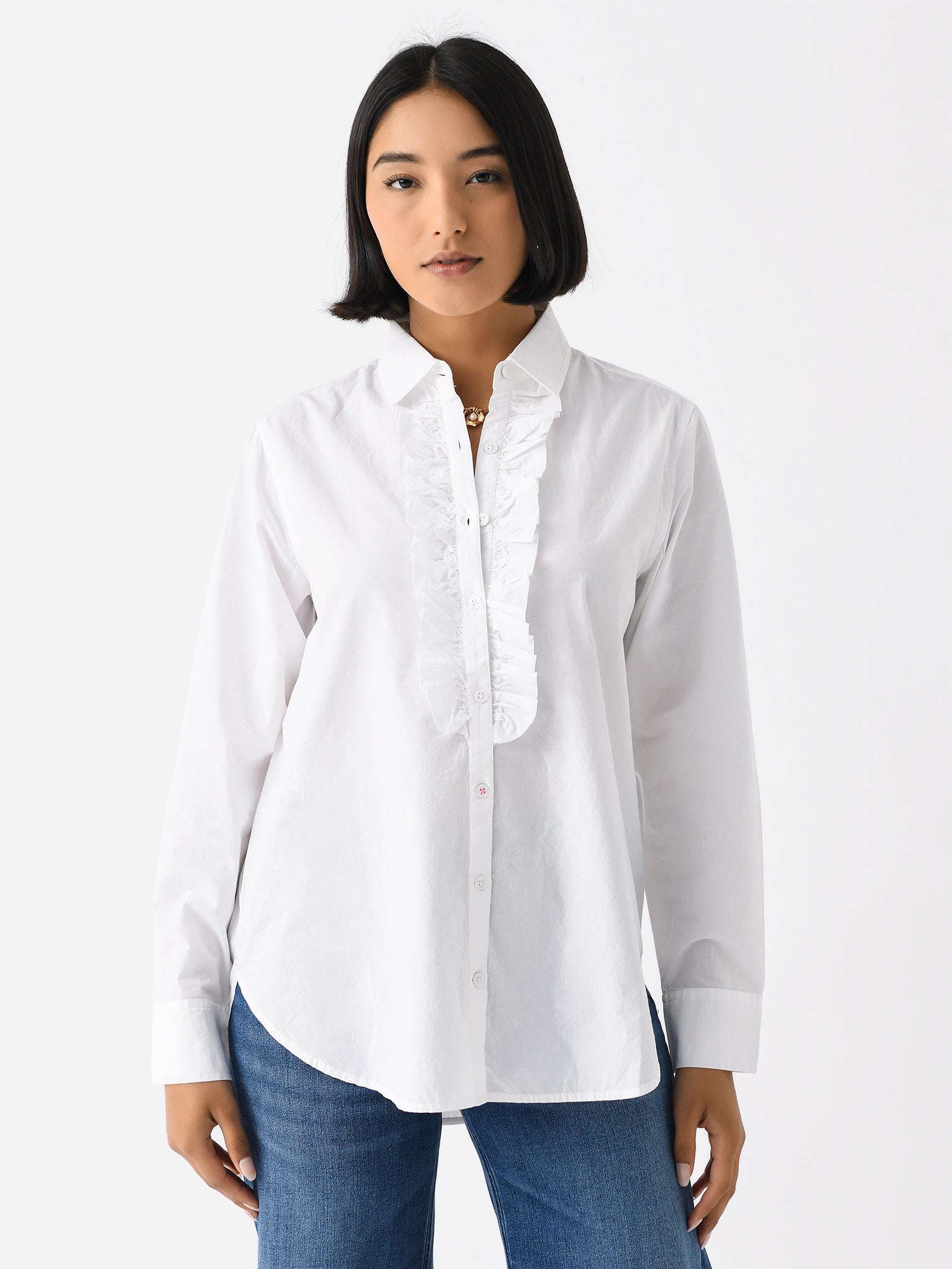 Kerri Rosenthal Women's Mia Ruffle Front Shirt - Saint Bernard