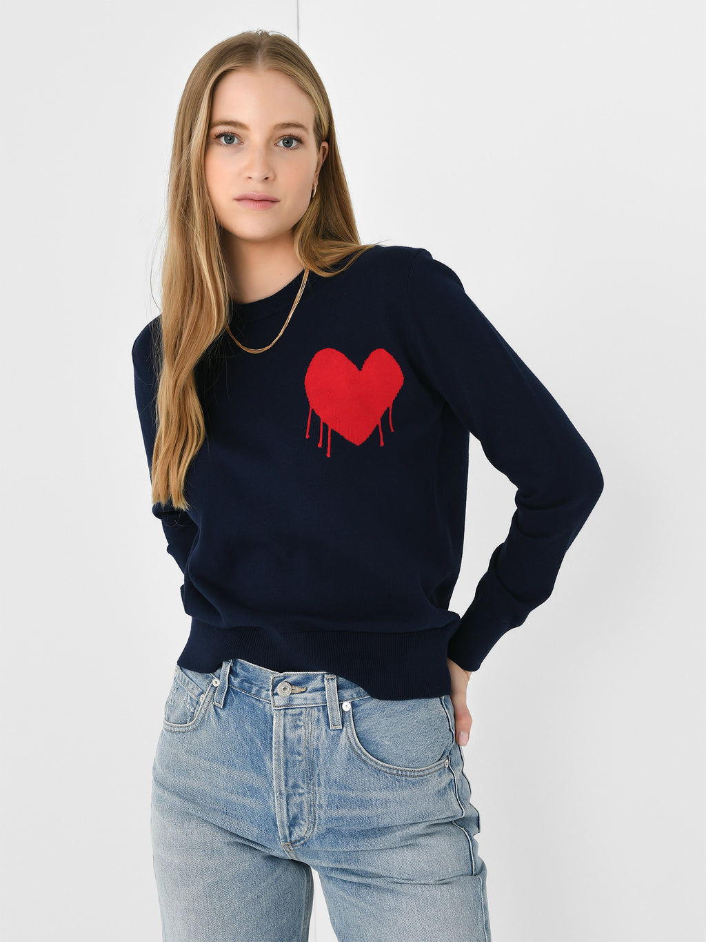 Kerri Rosenthal Women's Charli Drippy Heart Sweater - Saint Bernard