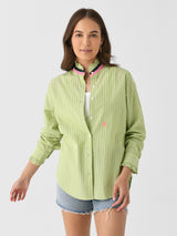 Kerri Rosenthal Women's Mia Stripe Ruffle Shirt - Saint Bernard