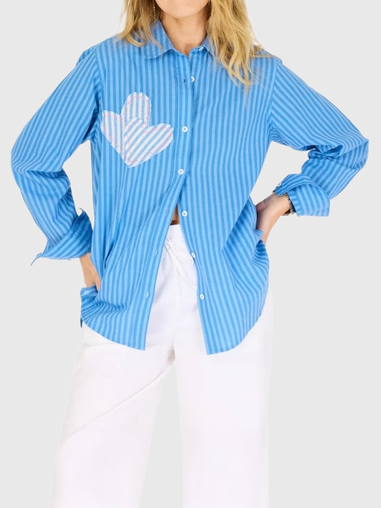 Kerri Rosenthal Women's Mia Stripe Patchwork Shirt - Saint Bernard