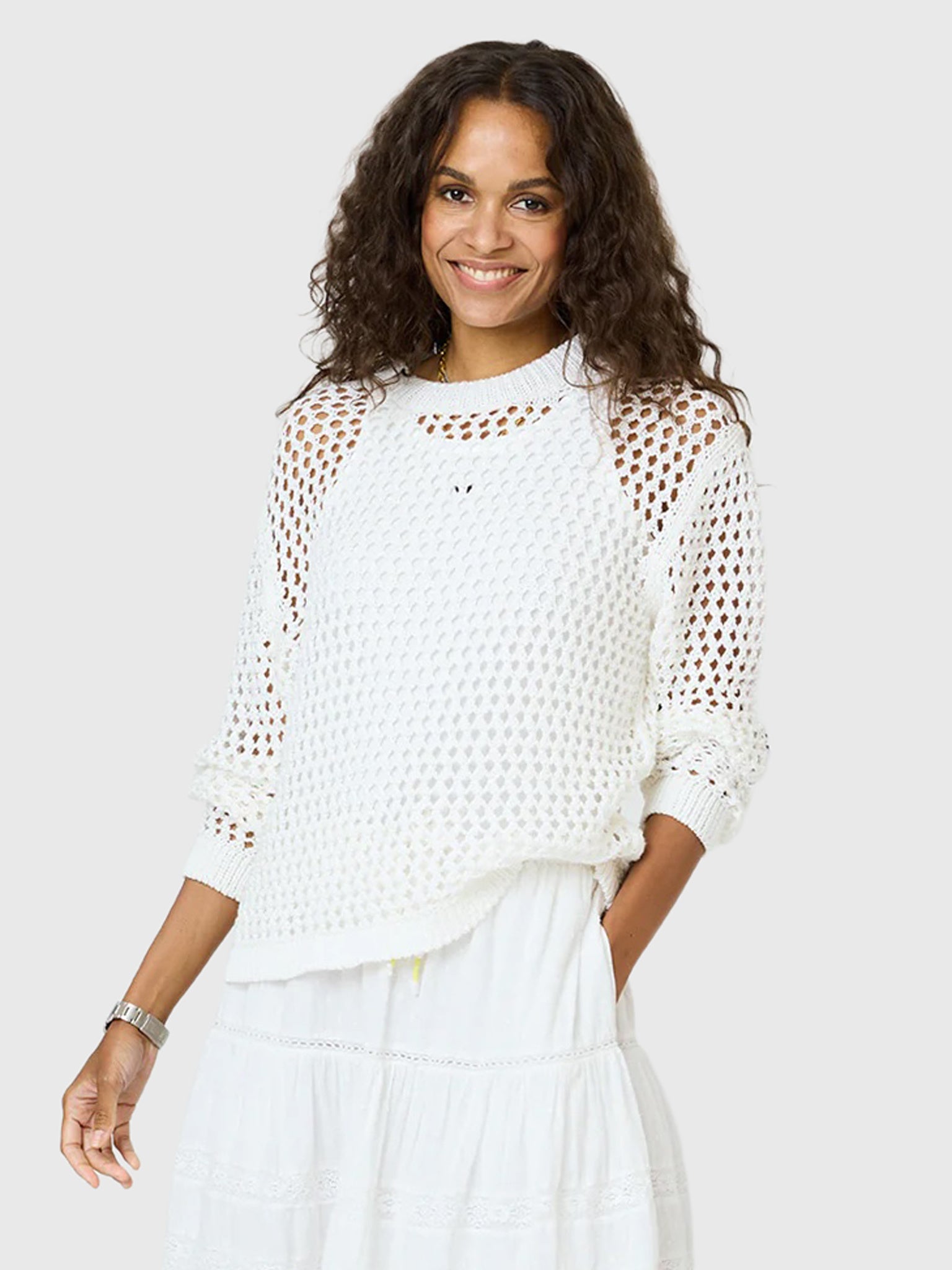 Kerri Rosenthal Women's Catch Open Stitch Sweater - Saint Bernard