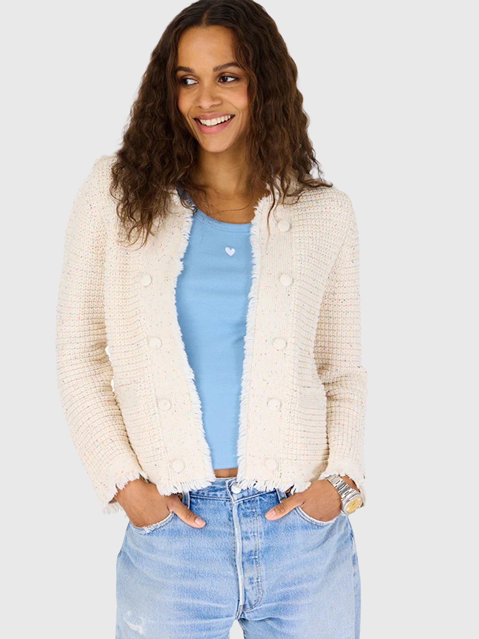 Kerri Rosenthal Women's Fringe Beaulero Cardigan - Saint Bernard