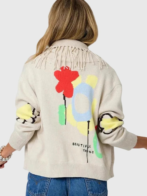 Kerri Rosenthal Women's Fringe Shawl Collar Cardigan