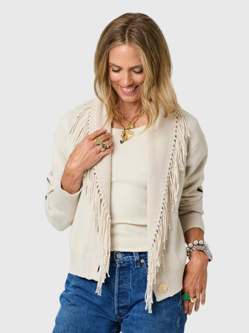 Kerri Rosenthal Women's Fringe Shawl Collar Cardigan