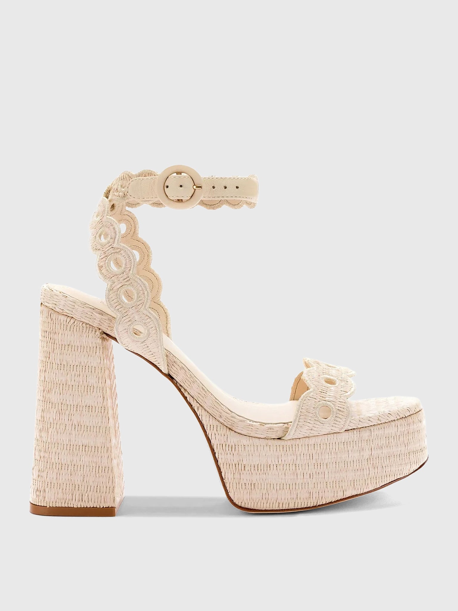 Larroude Women's Dolly Broderie Platform Sandal - Saint Bernard