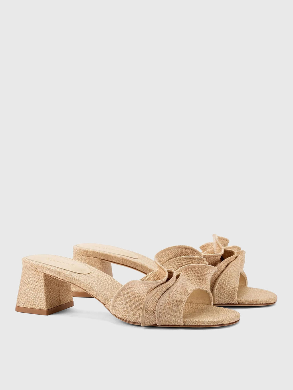 Larroude Women's Brigitte Ruffle Heel Mule - Saint Bernard