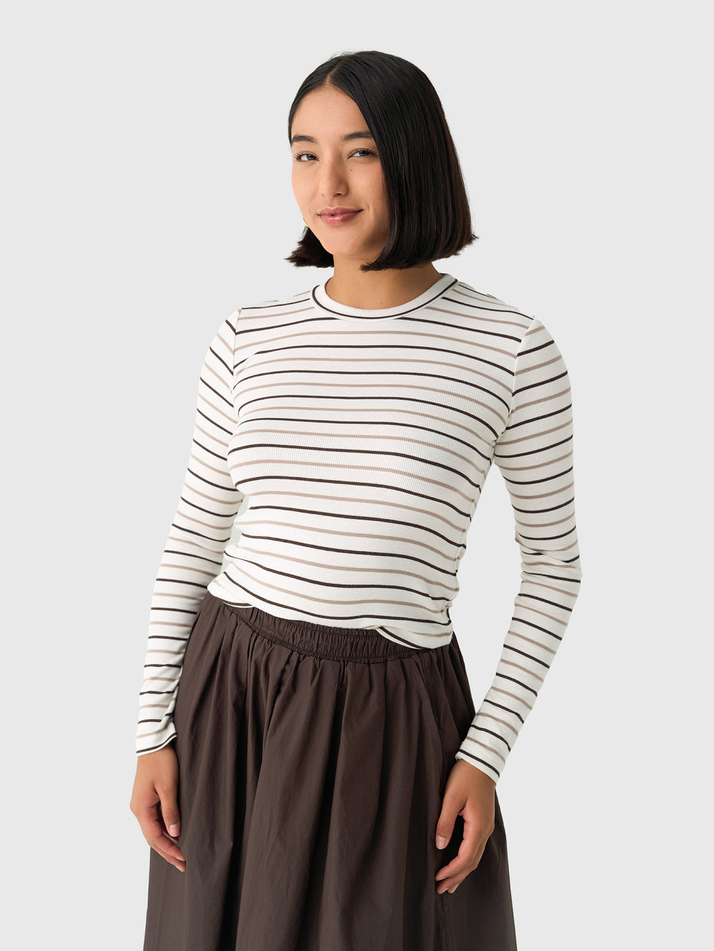 Asher Women's Libby Striped Long Sleeve Tee - Saint Bernard