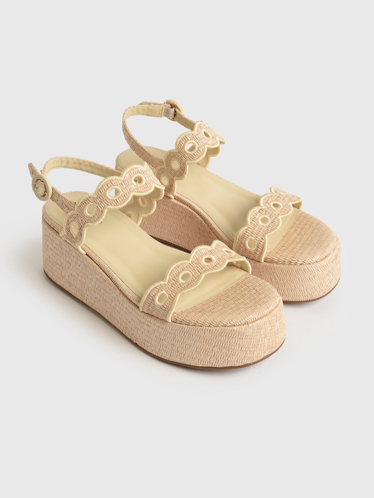 Larroude Women's Florence Broderie Flatform Sandal - Saint Bernard