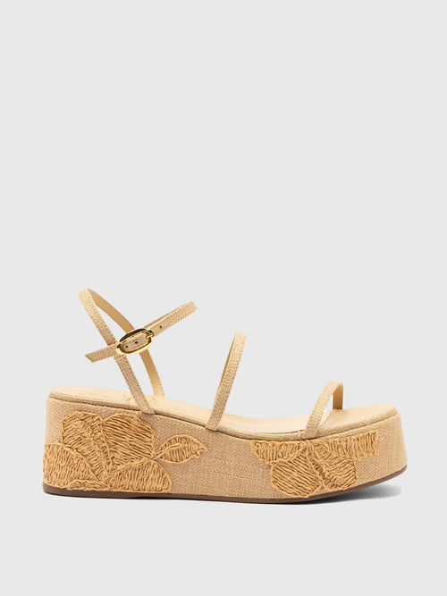 Larroude Women's Gio Raffia Flatform Sandal