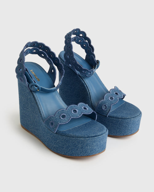 Larroude Women's Florence Broderie Wedge