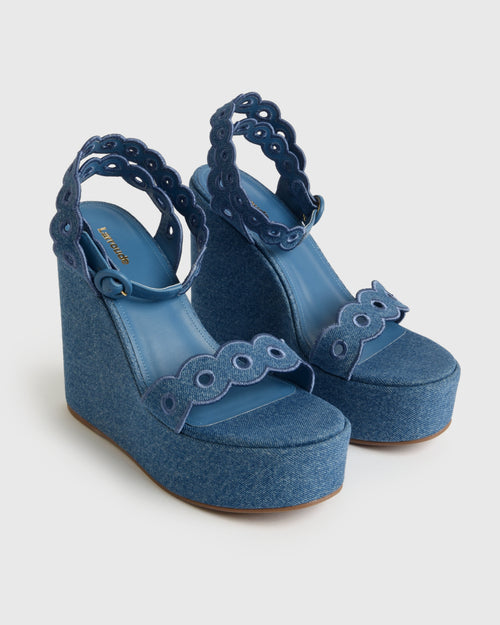 Larroude Women's Florence Broderie Wedge