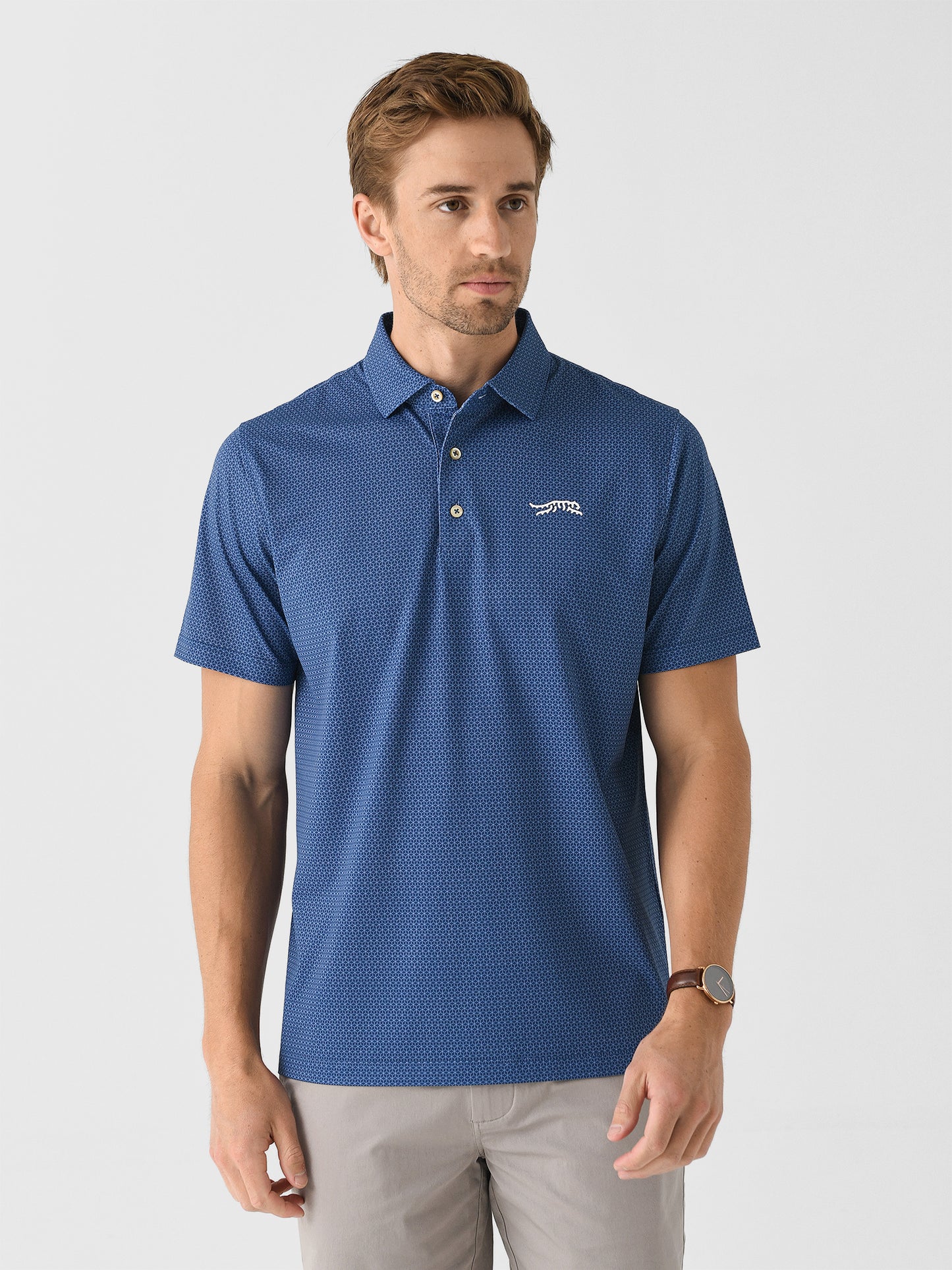 Sun Day Red Men's Heritage Cypress Multi Print Polo - Saint Bernard