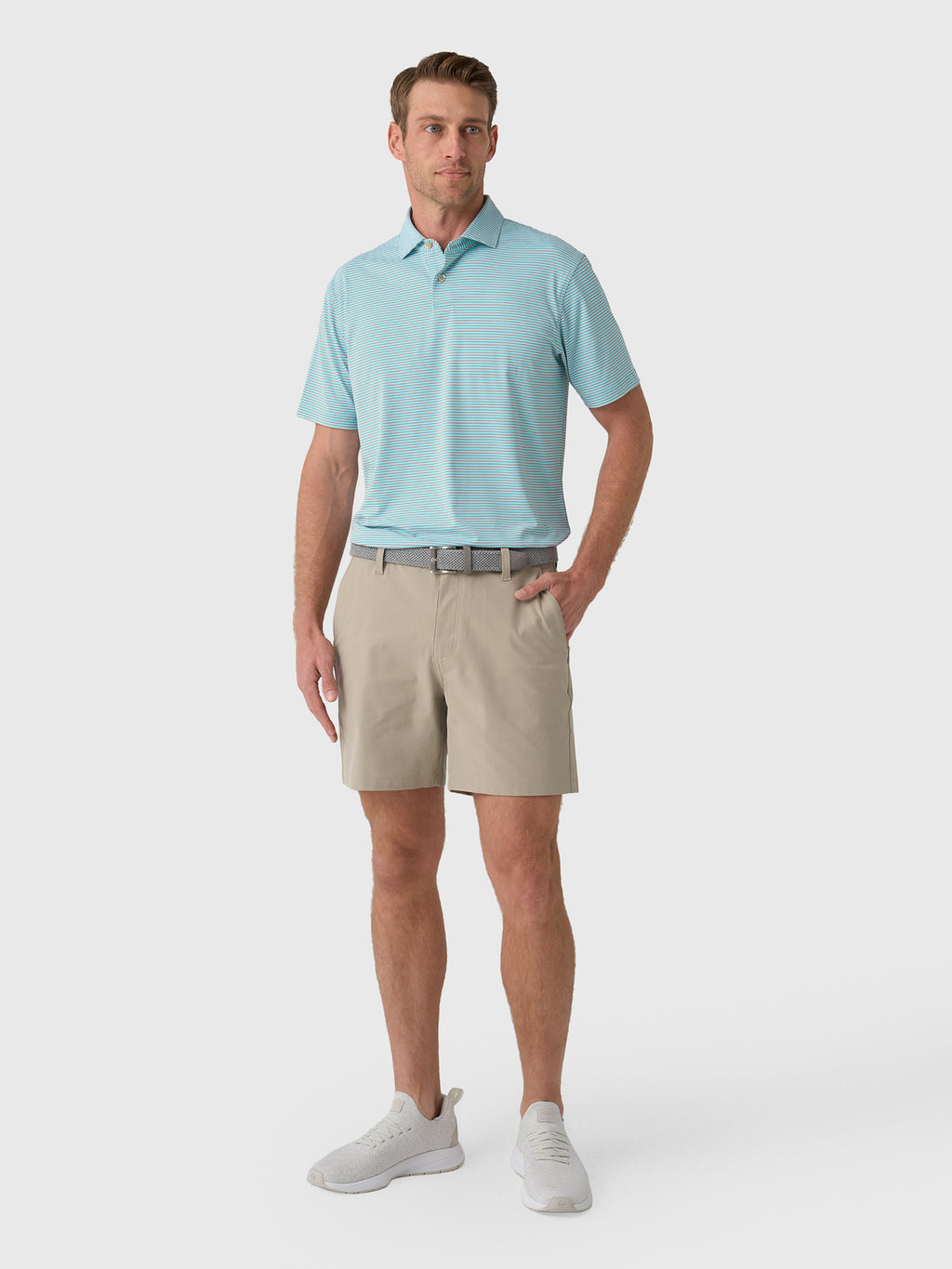 Sun Day Red Men's Refined Cypress Stripe Polo - Saint Bernard