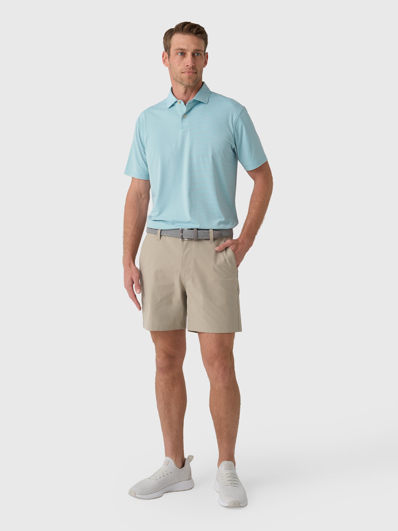 Sun Day Red Men's Refined Cypress Stripe Polo - Saint Bernard