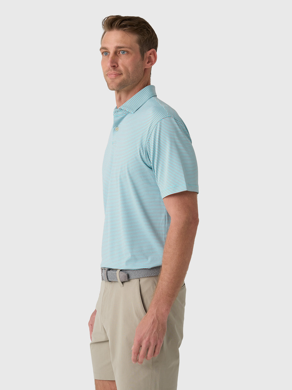 Sun Day Red Men's Refined Cypress Stripe Polo - Saint Bernard