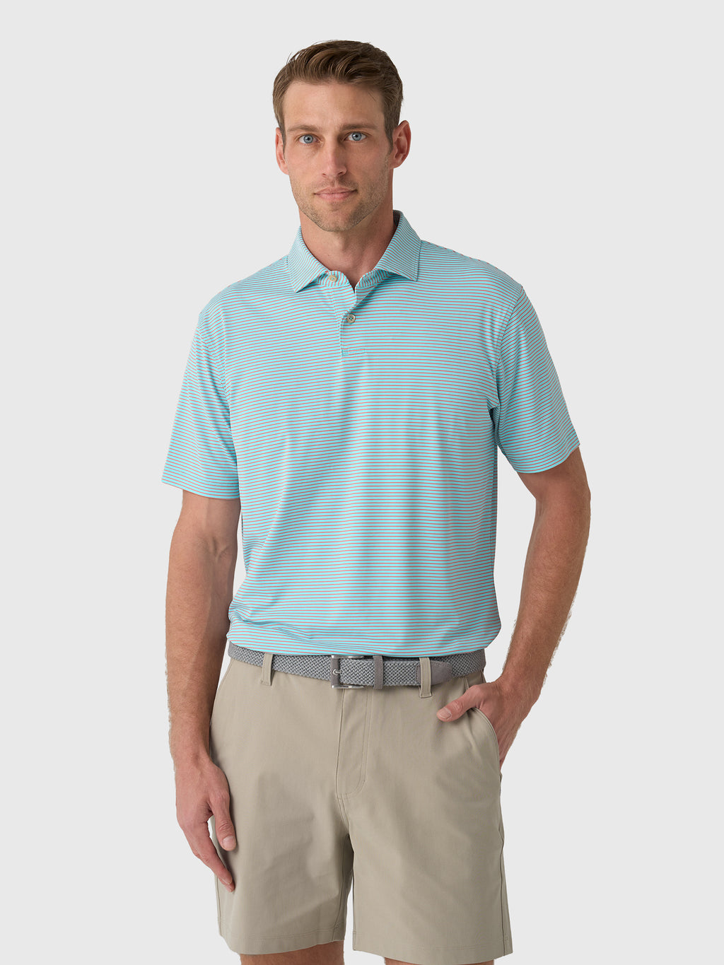 Sun Day Red Men's Refined Cypress Stripe Polo - Saint Bernard
