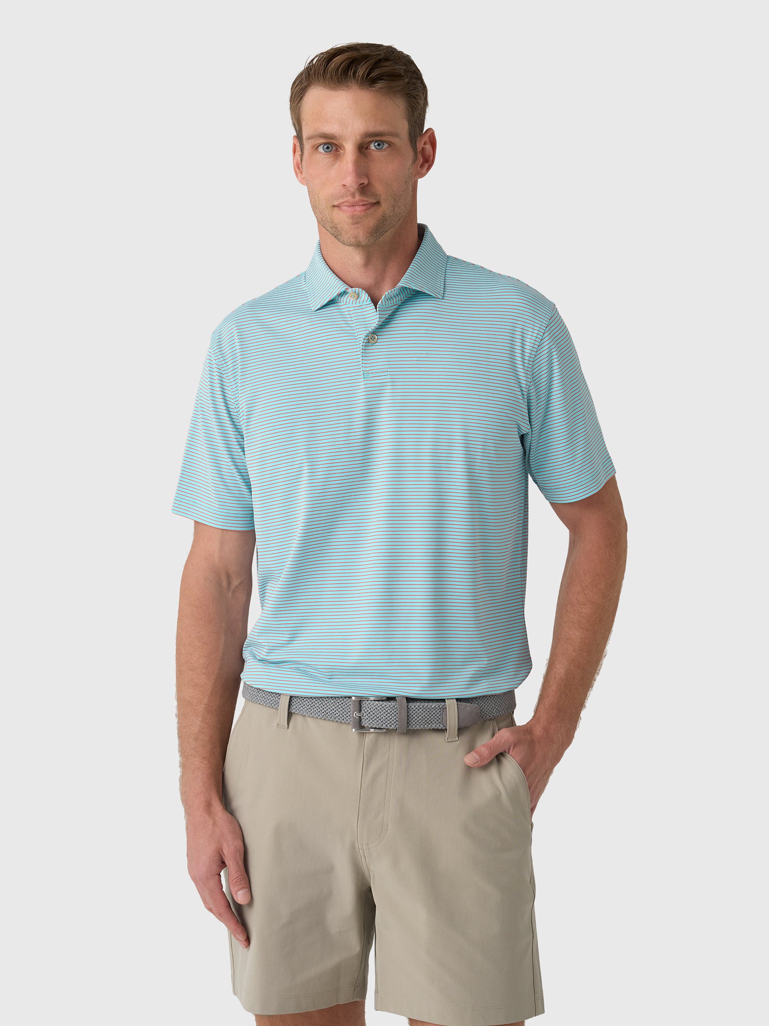 Sun Day Red Men's Refined Cypress Stripe Polo - Saint Bernard