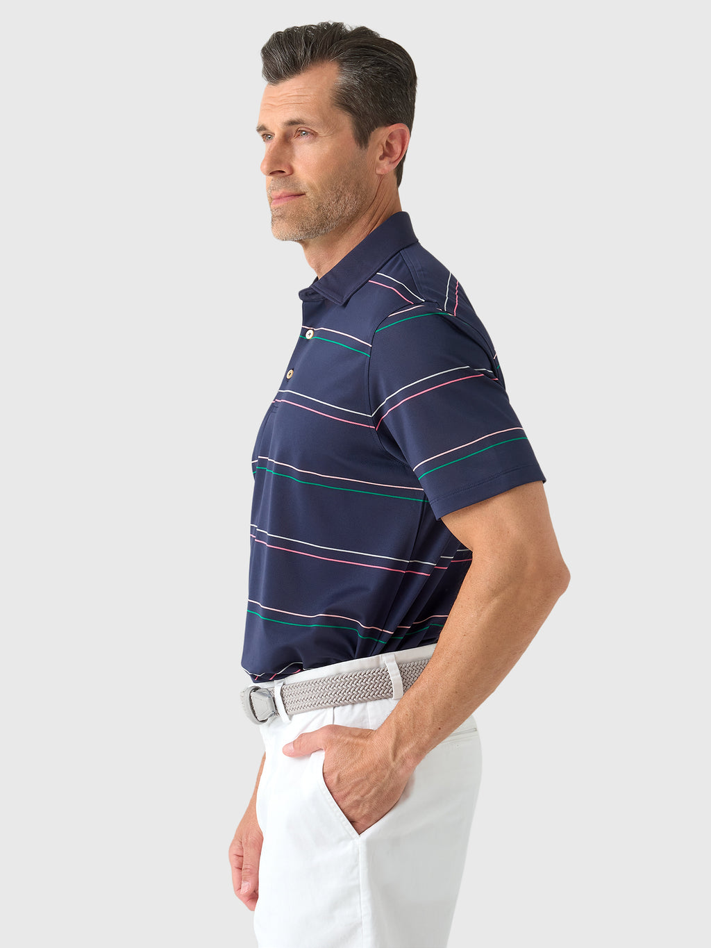 Sun Day Red Men's Heritage Jupiter Stripe Polo - Saint Bernard
