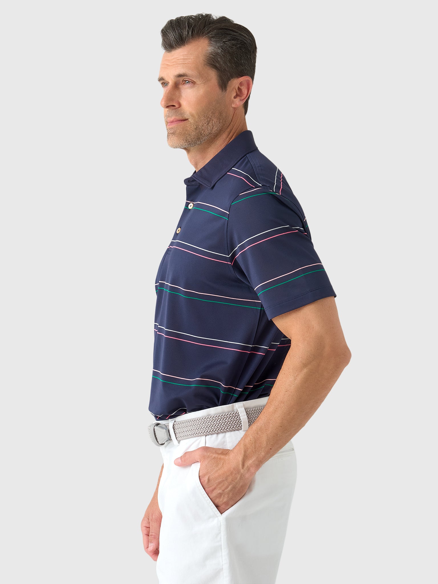 Sun Day Red Men's Heritage Jupiter Stripe Polo - Saint Bernard