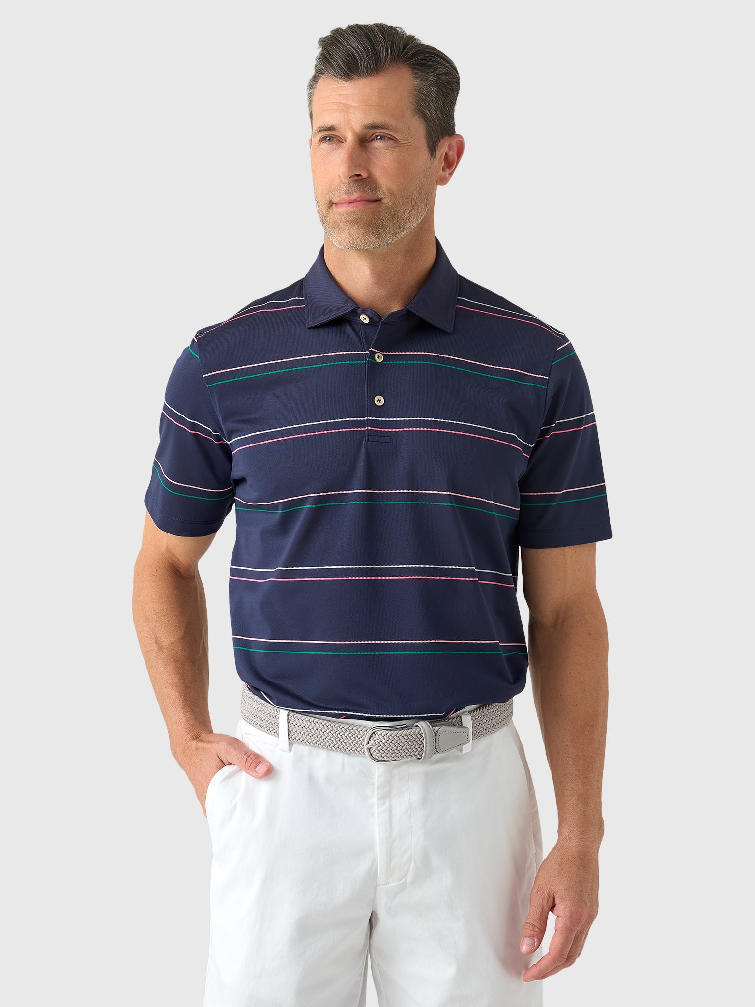 Sun Day Red Men's Heritage Jupiter Stripe Polo - Saint Bernard