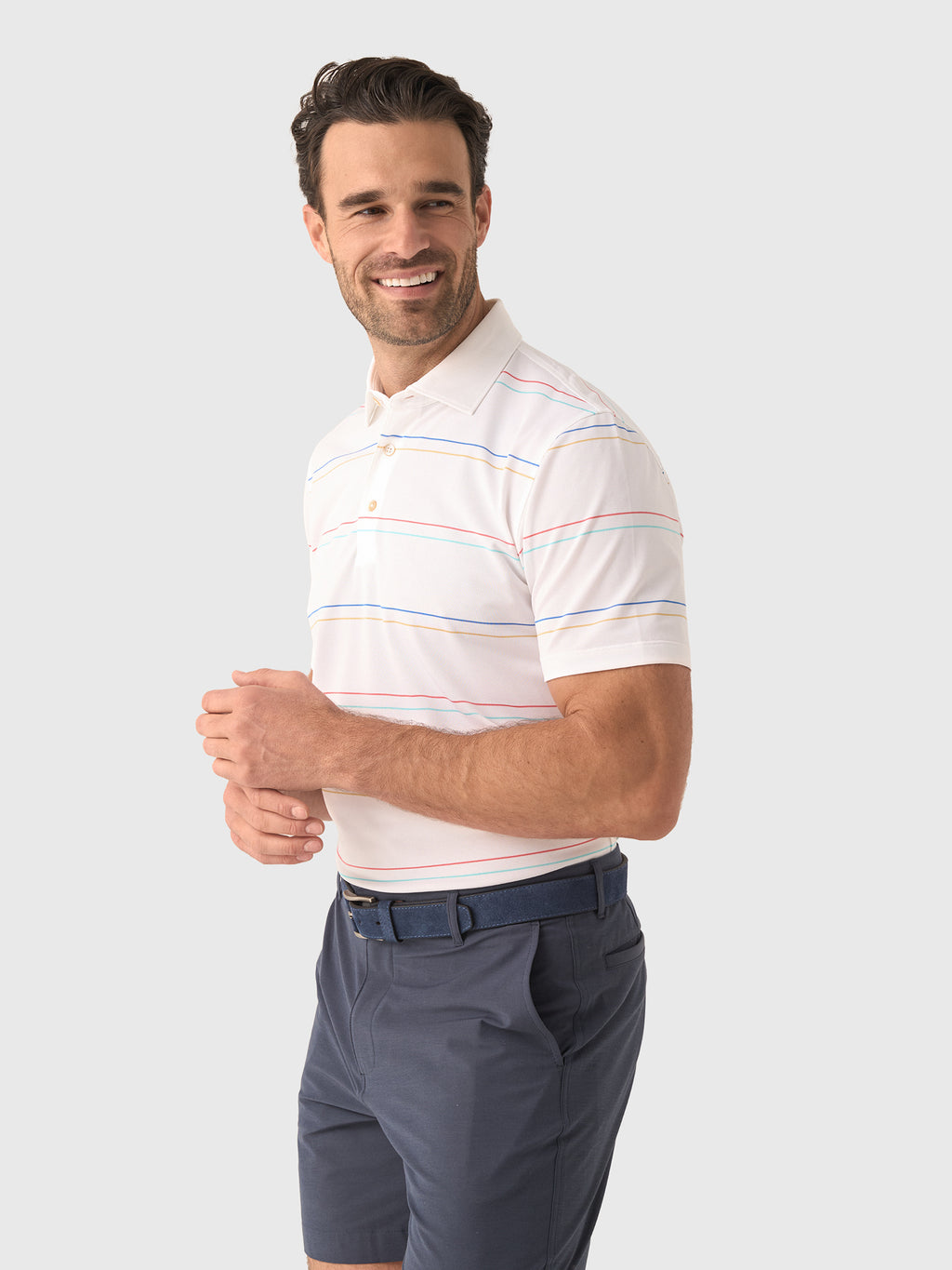 Sun Day Red Men's Heritage Jupiter Stripe Polo - Saint Bernard