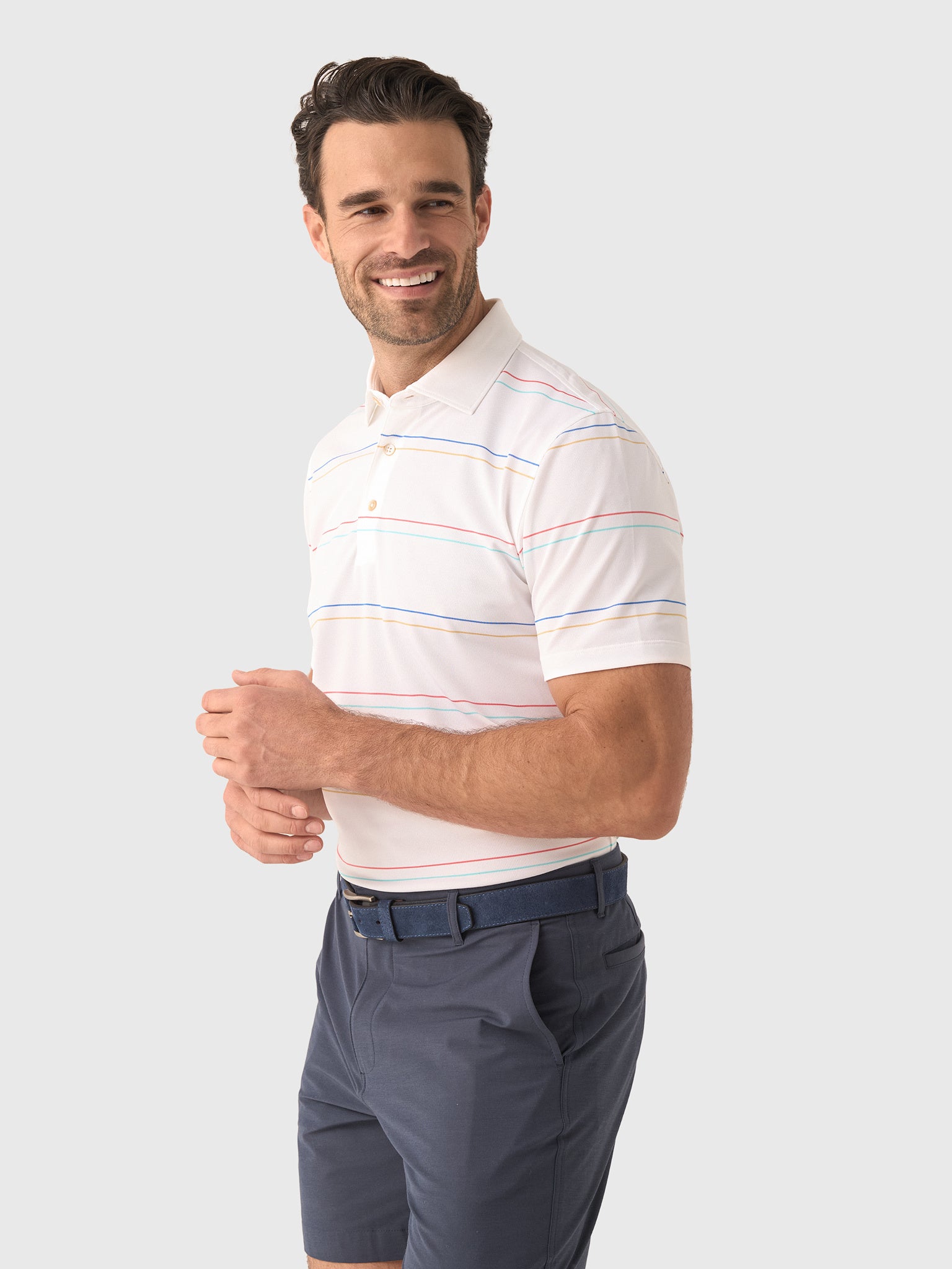 Sun Day Red Men's Heritage Jupiter Stripe Polo - Saint Bernard