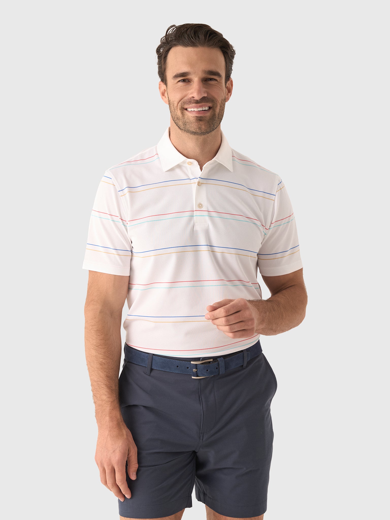 Sun Day Red Men's Heritage Jupiter Stripe Polo - Saint Bernard