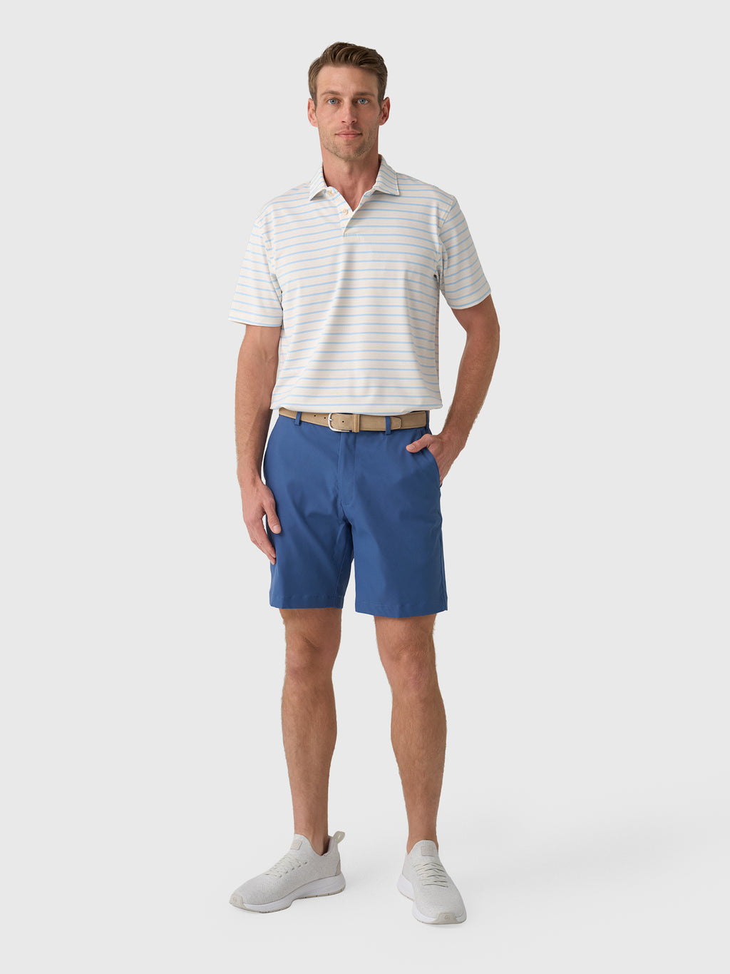 Sun Day Red Men's Refined Coastal Stripe Polo - Saint Bernard