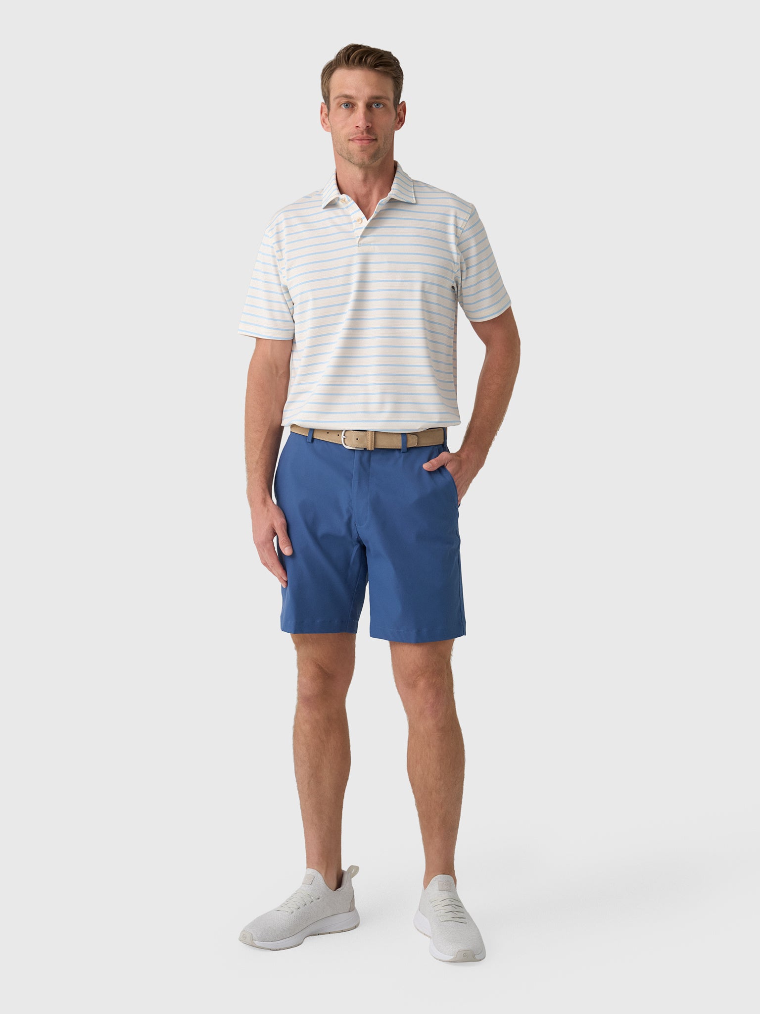 Sun Day Red Men's Refined Coastal Stripe Polo - Saint Bernard
