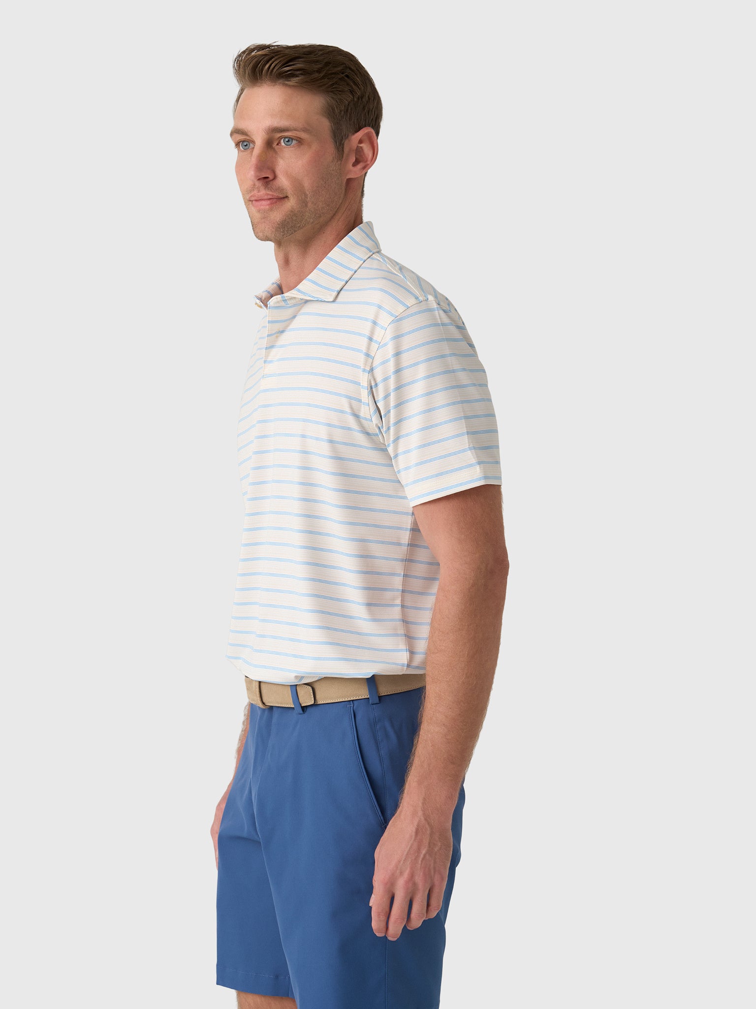 Sun Day Red Men's Refined Coastal Stripe Polo - Saint Bernard