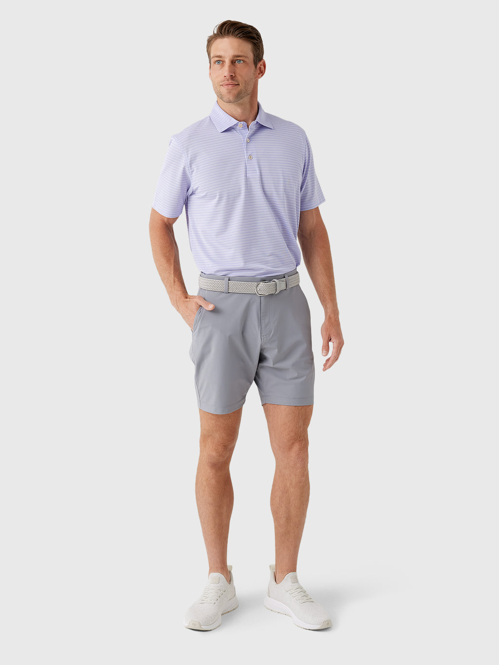 Sun Day Red Men's Refined Cypress Piqué Stripe Polo II - Saint Bernard