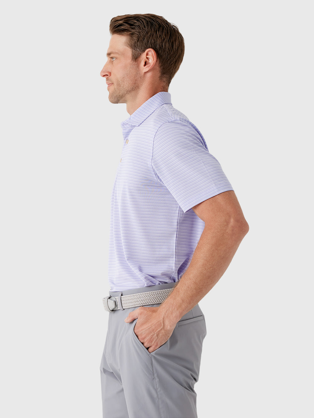 Sun Day Red Men's Refined Cypress Piqué Stripe Polo II - Saint Bernard