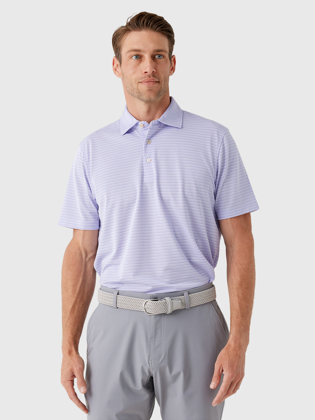 Sun Day Red Men's Refined Cypress Piqué Stripe Polo II - Saint Bernard