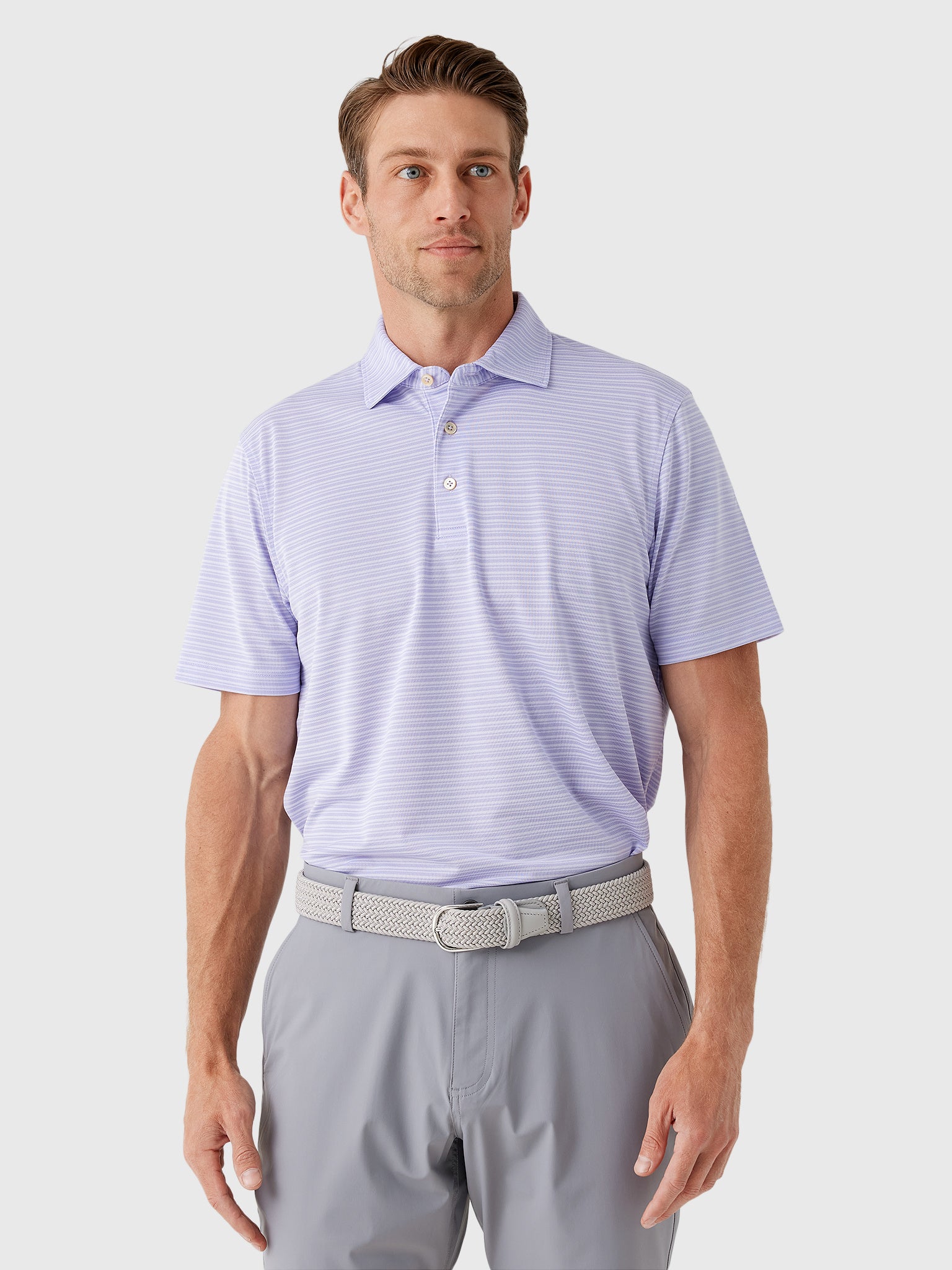 Sun Day Red Men's Refined Cypress Piqué Stripe Polo II - Saint Bernard