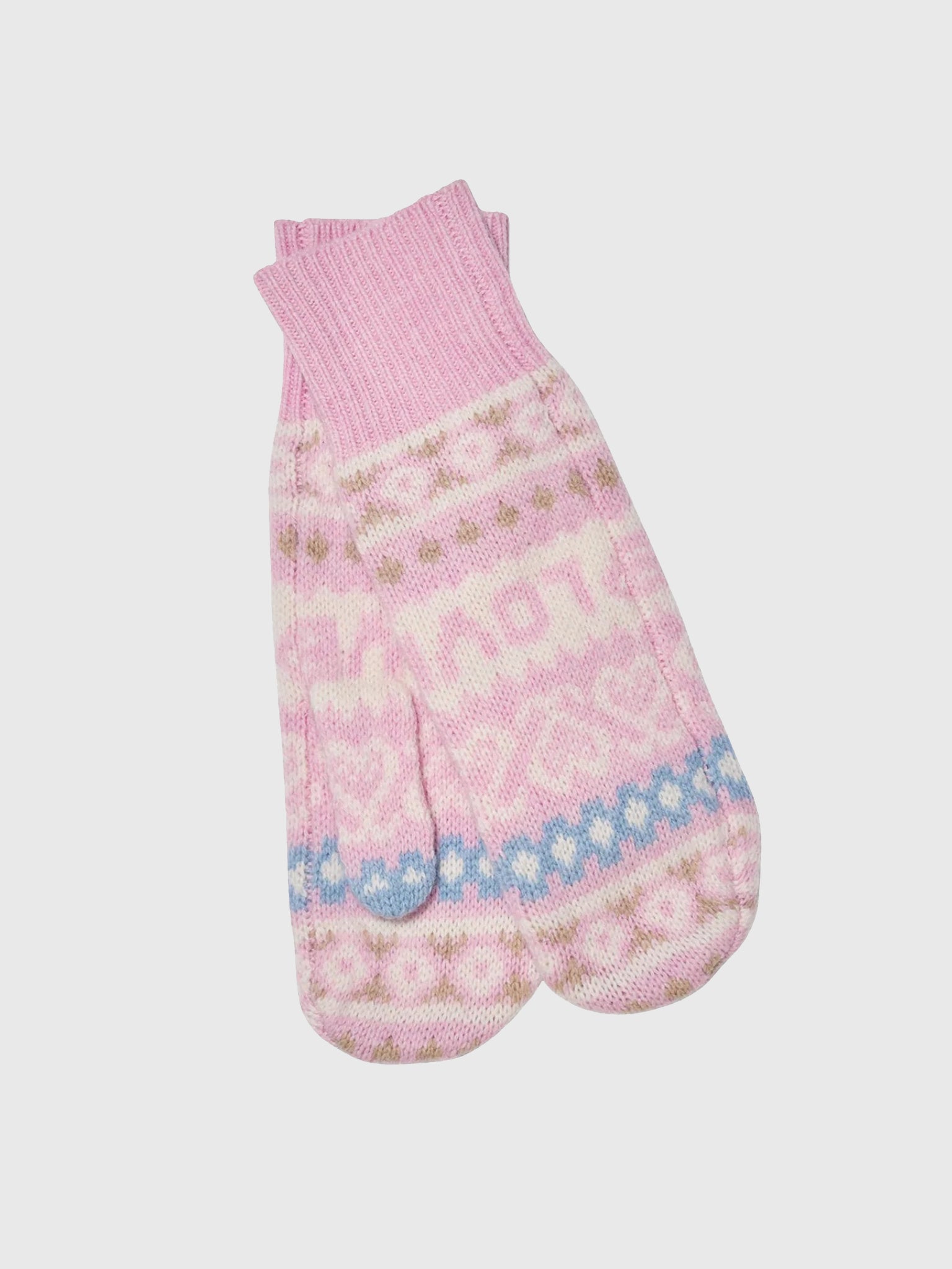 LoveShackFancy Women's Marnella Wool Fair Isle Mittens - Saint Bernard