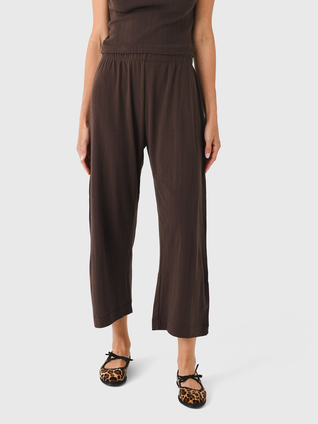 Leset Women's Pointelle Crop Wide Leg Pant - Saint Bernard